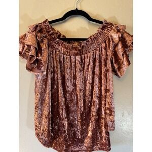 NWT Umgee Velour Off Shoulder Sleeve Blouse Size S Holiday Christmas